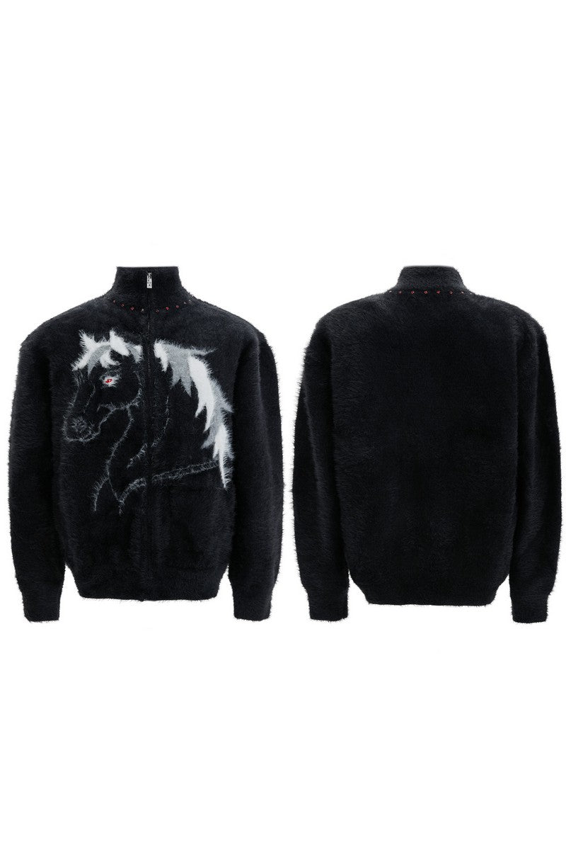 Jungle Knit High Neck Cardigan