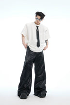 Tie Detail Padded Shoulder T-Shirt