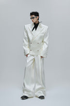 Glossy Cinched Waist Trousers