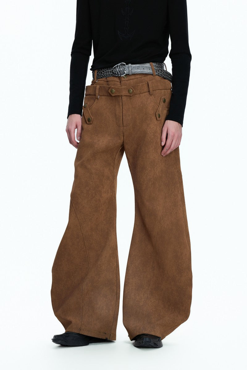 Vintage Suede Panel Blade Pants
