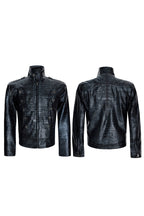 Crocodile Embossed Leather Jacket