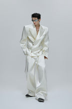 Glossy Cinched Waist Blazer