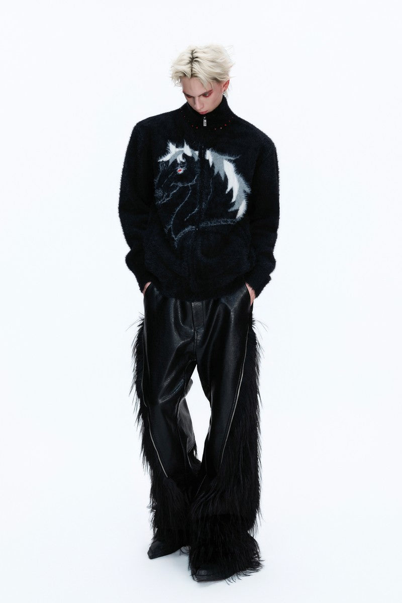 Jungle Knit High Neck Cardigan