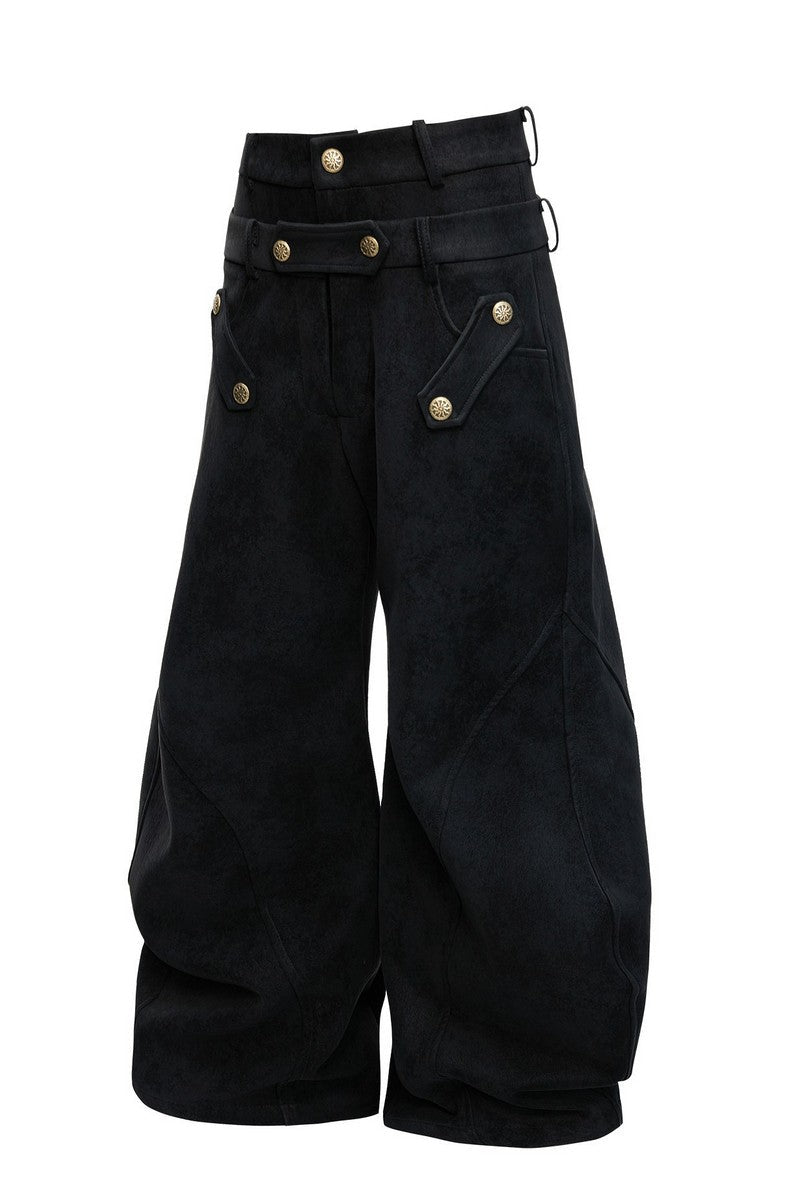Vintage Suede Panel Blade Pants