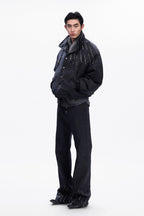 Rhinestone Textured Puffer Jacket