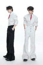 Deconstructed Flare High Waist Pants