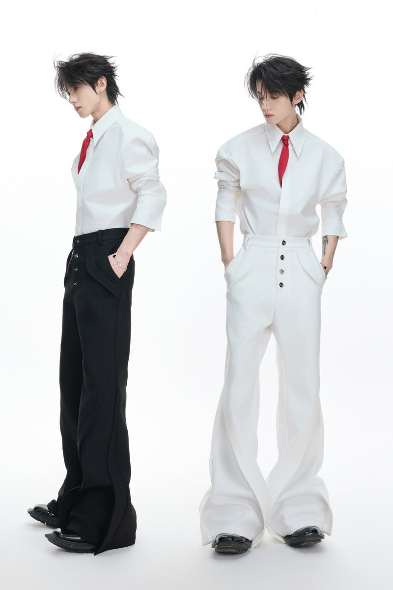 Deconstructed Flare High Waist Pants