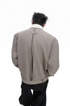 Asym Button Point Collar Jacket