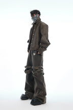 Belted Flared Distressed Jeans