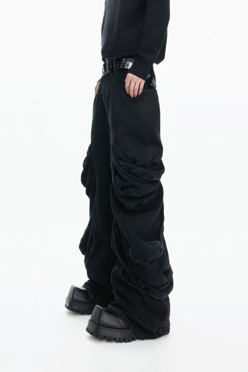 Deconstructed Washed Stacked Jeans