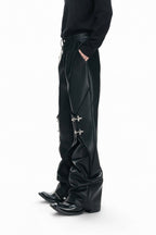 Waxed Clasp Leather Pants