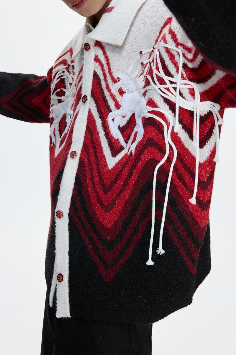 Gradient Knit Polo Cardigan