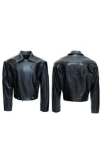 Crocodile Pattern Moto Jacket