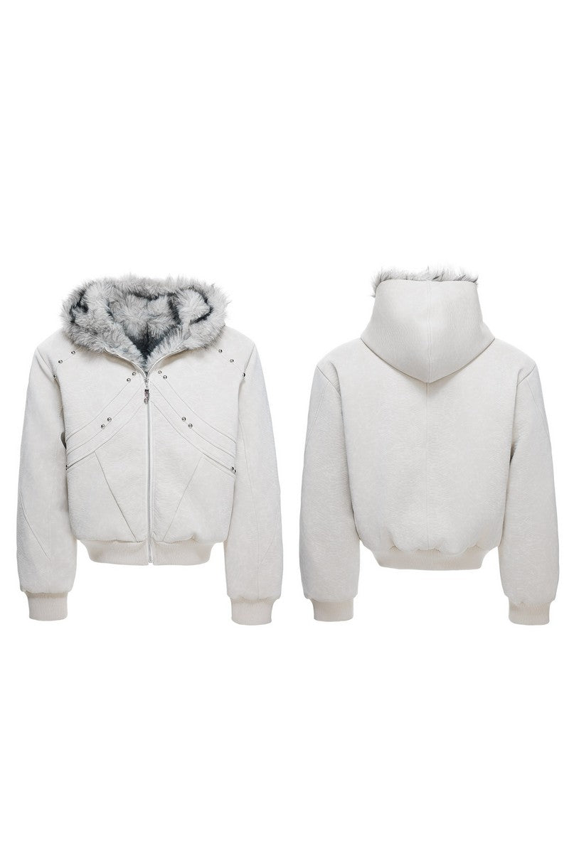 Thick Croc Pattern Fur Jacket