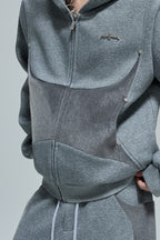 Fur Patchwork Zip-Up Hoodie