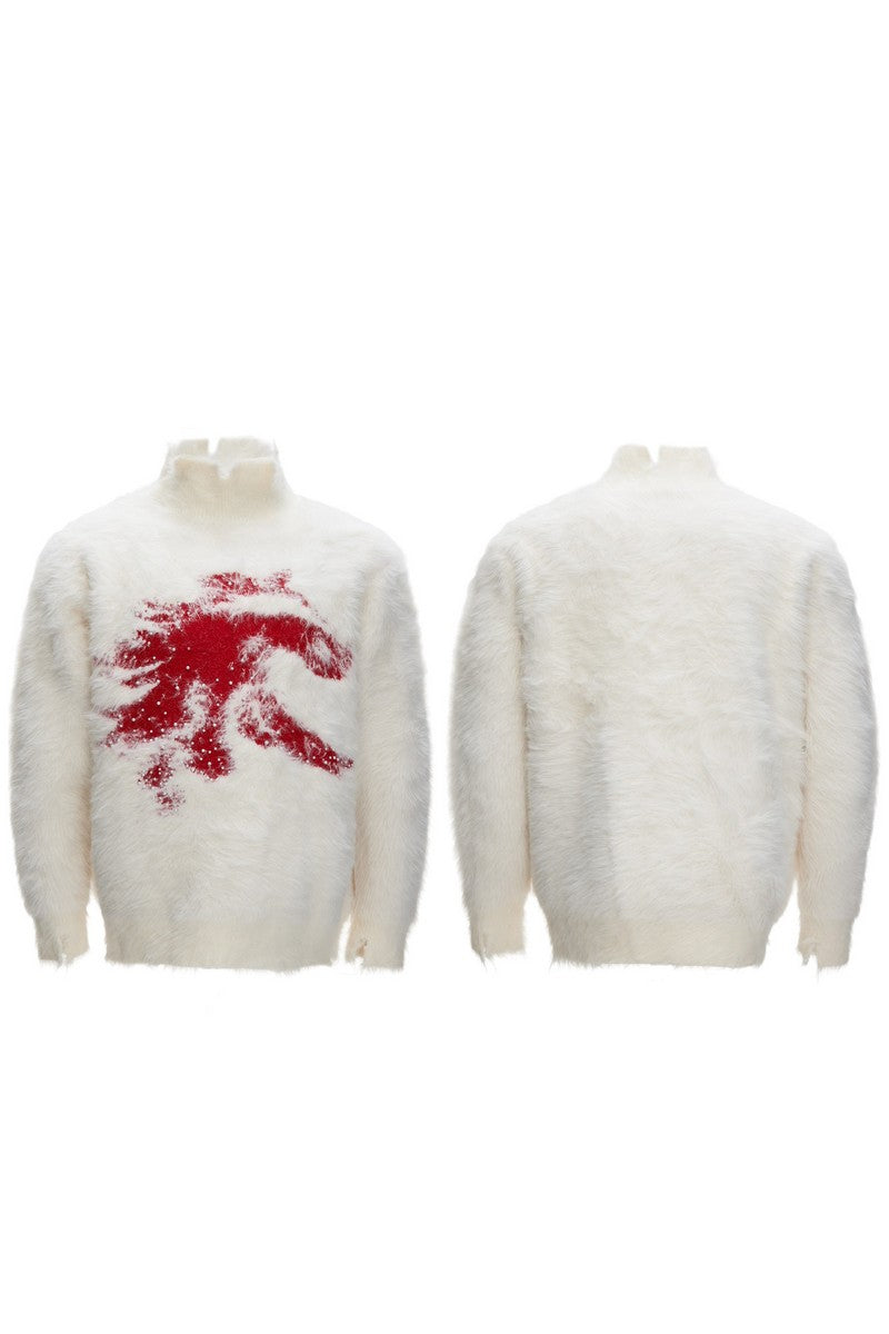 Faux Mink Mock Neck Knit Sweater
