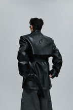 Deconstructed Rhinestone Leather Overcoat
