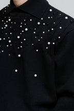 Pearl Embellished Cable Knit Sweater