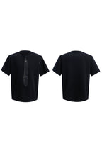 Tie Detail Padded Shoulder T-Shirt