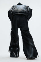 Deconstructed Wide Leg Wool Pants