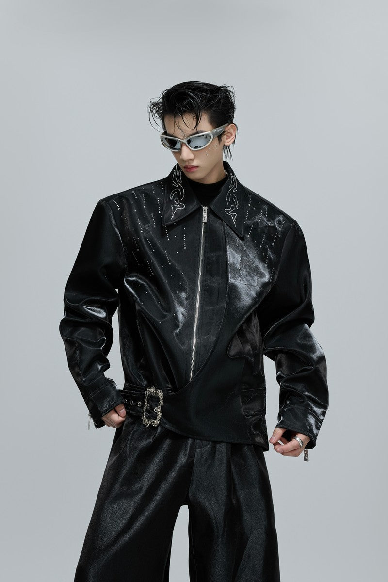 Glossy Layered Rhinestone Jacket