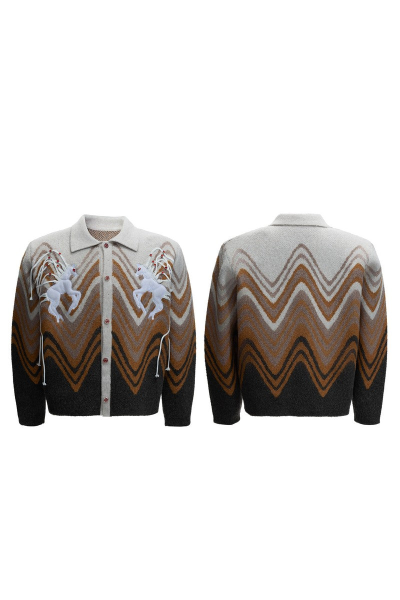 Gradient Knit Polo Cardigan