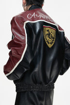 Embroidered Crest Biker Jacket