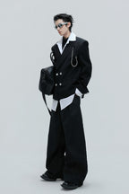Striped Cinched Waist Trousers