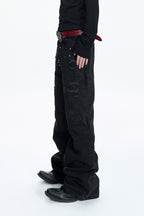 Distressed Studded Curved Jeans