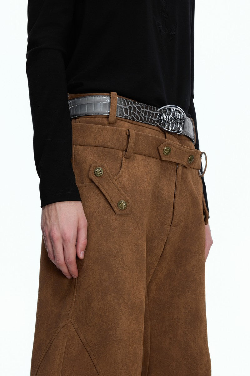 Vintage Suede Panel Blade Pants