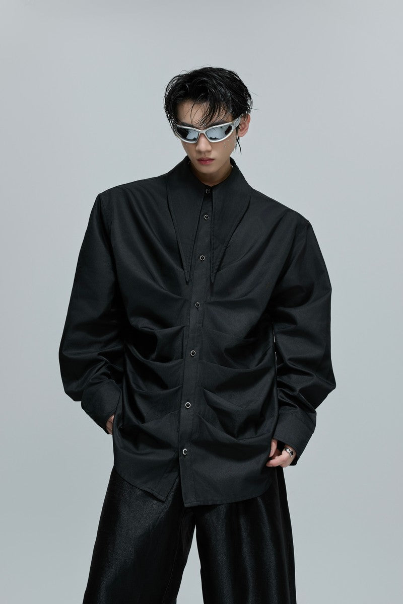 Ruched Scarf Collar Blouse