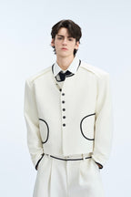 Colorblock Gem Button Tweed Jacket