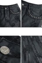 Waxed Black Studded Jeans
