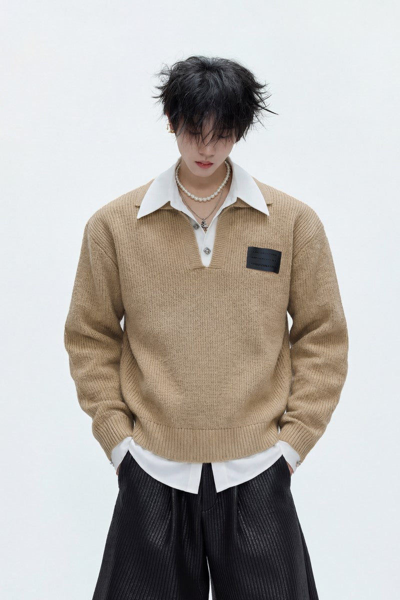 Layered Wool Knit Sweatshirt