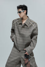 Pearl Plaid Cropped Blazer