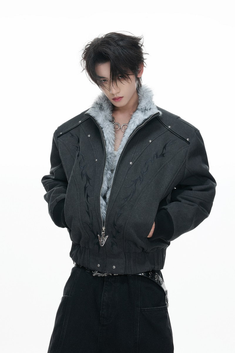 Washed Canvas Fleece Jacket