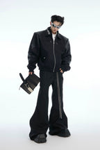 Deconstructed Flare Pants with Chain