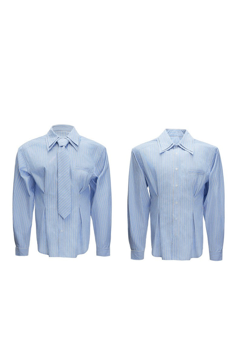 Striped Shoulder Pad Tie Shirt
