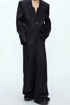 Deconstructed Wool Blend Suit Trousers