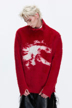 Faux Mink Mock Neck Knit Sweater