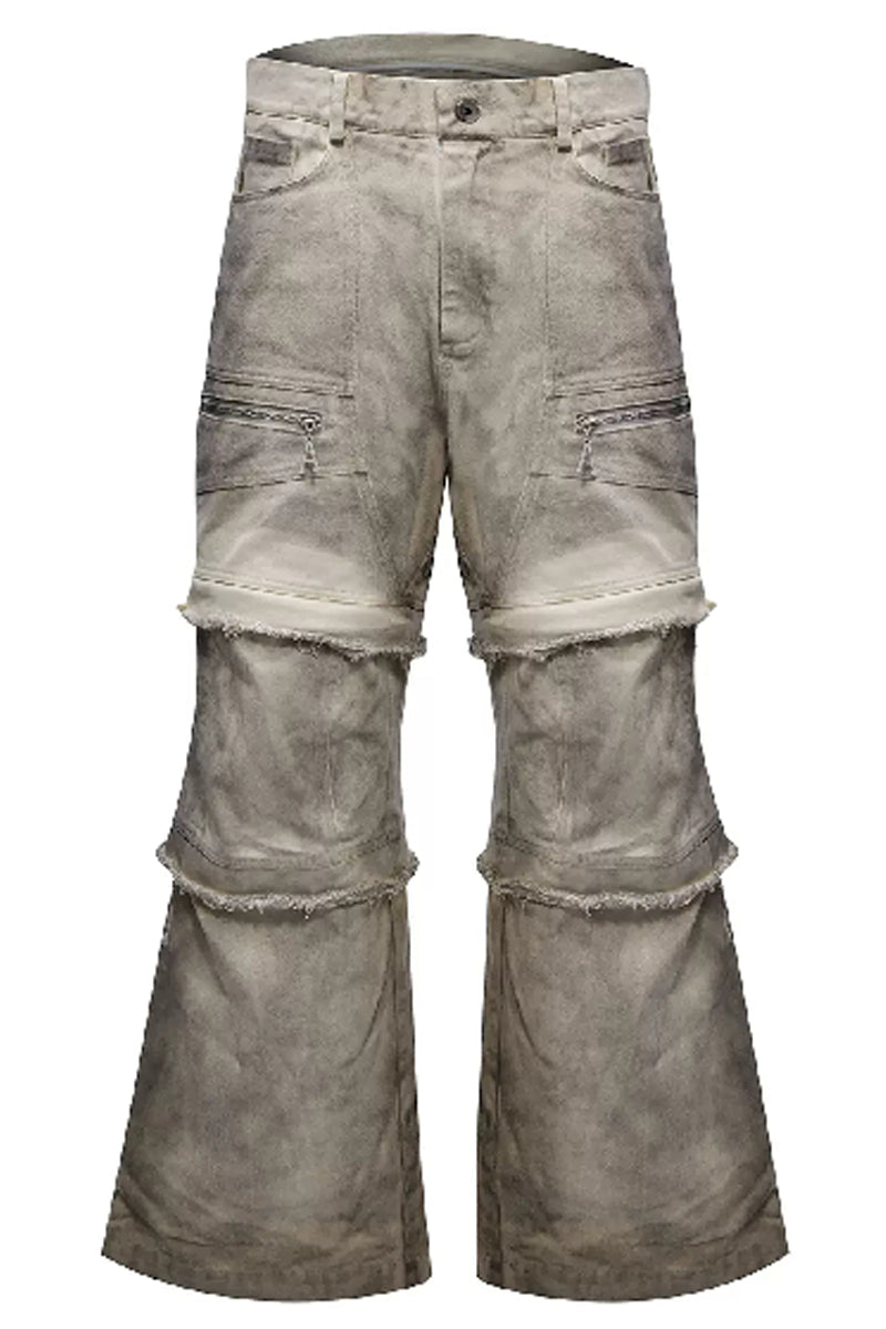 Distressed Sand Wash Cargo Pants