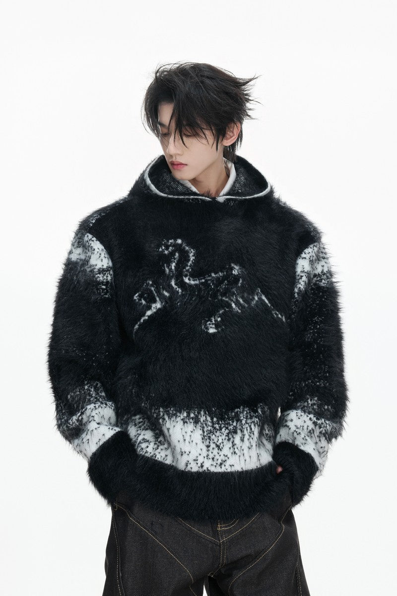 Gradient Faux Mink Hoodie Sweater