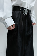 Crinkled High Waist Wide Leg Pants