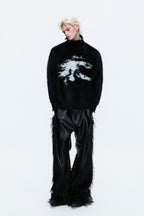 Faux Mink Mock Neck Knit Sweater