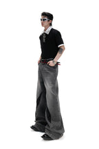 Washed Sequin Straight Jeans