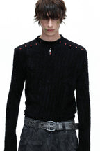 Embellished Padded Shoulder Long Sleeve