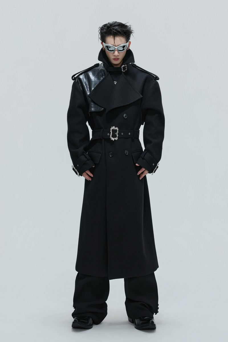 Crocodile Wool Belted Trench