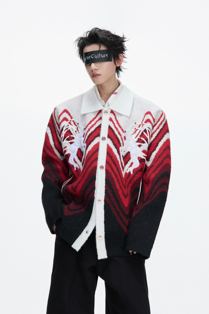 Gradient Knit Polo Cardigan