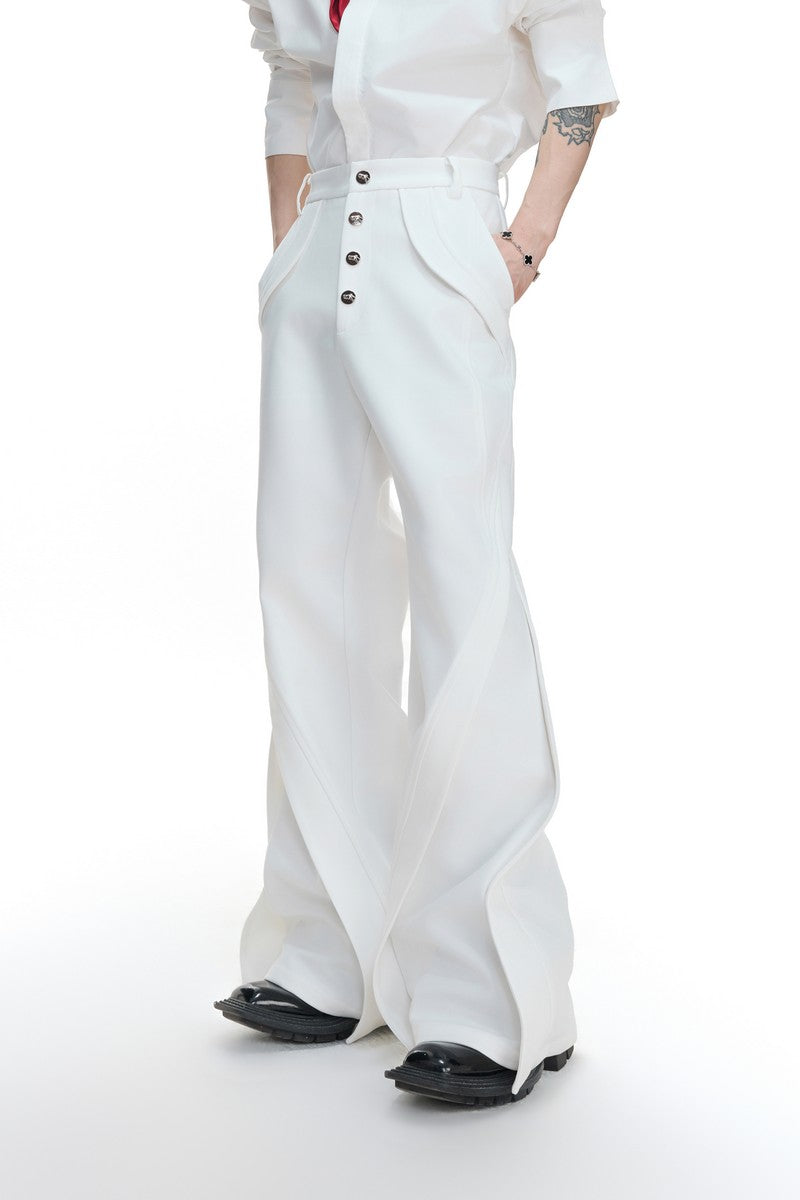 Deconstructed Flare High Waist Pants