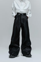 Crinkled High Waist Wide Leg Pants